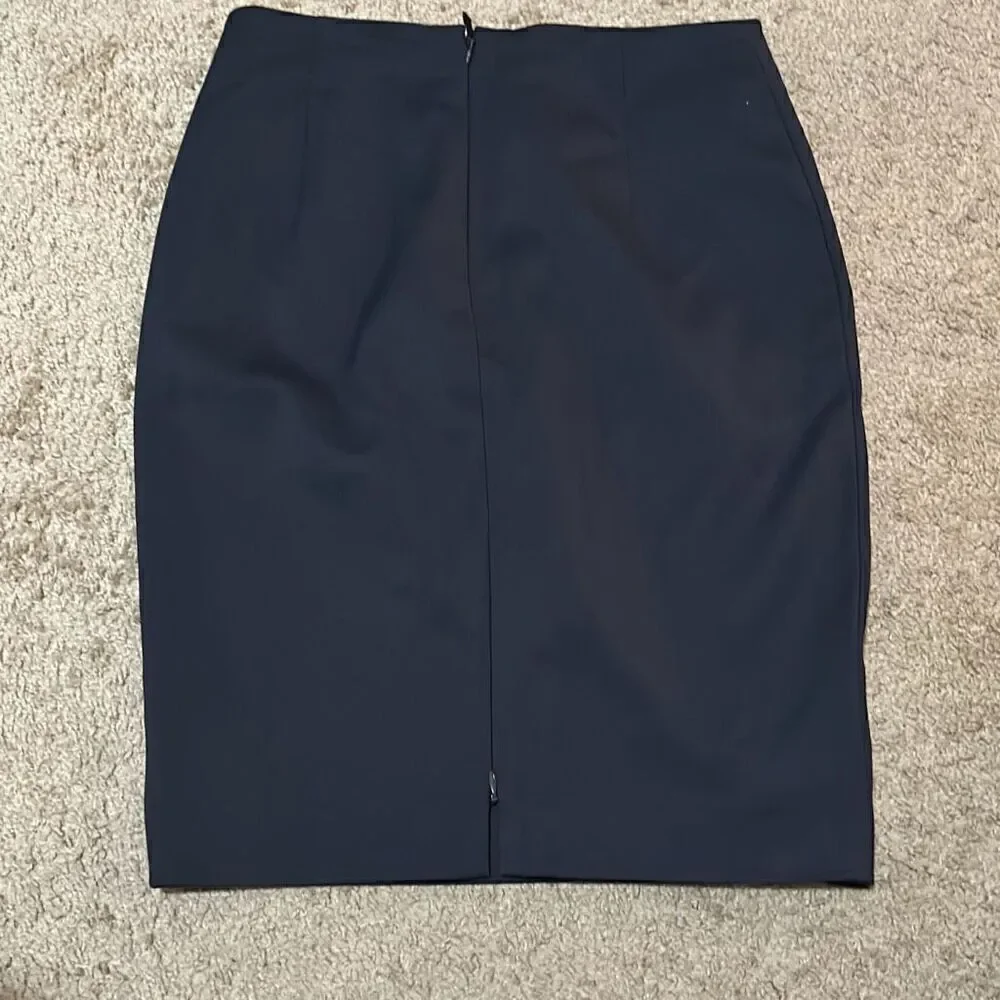 Akris Punto Women's 10 Claccic Pencil Skirt Navy Blue Buisness Professional Luxe